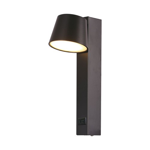 8W LED Wandleuchte mit USB - 3000K, 900lm, IP20, schwarz, drehbar, Innenbereich, inkl. Leuchtmittel