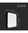 V-Tac 18W LED Sensorlampe - Samsung Chip, 29,5 x 29,5 cm, schwarzer Rand, IP44, Fernbedienung, integrierter Sensor