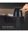 3W wiederaufladbare LED Tischleuchte, schwarz - Dimmbar CCT, 3-Stufen Touch, inkl. USB Kabel