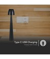 3W wiederaufladbare LED Tischleuchte, schwarz - Dimmbar CCT, 3-Stufen Touch, inkl. USB Kabel