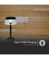 3W LED wiederaufladbare Tischleuchte, schwarz - Ø13cm, 3-Stufen dimmbar, 3-in-1 CCT, inkl. USB-C Kabel