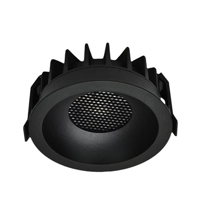 12W Ø8,6cm Blendfreies CCT Downlight RA90 - Lochausschnitt: Ø7,5 cm, Außenmaß: Ø8,6 cm, 3 Lichtfarben, schwarze Front, Honeycomb