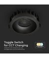 18W Ø10,6cm Blendfreie CCT Downlight RA90 - Ausschnitt: Ø95mm, Außenmaß: Ø10,6 cm, 3 Lichtfarben, schwarze Front, Honeycomb