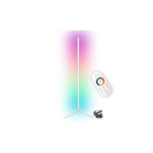 20 Watt Ecklampe mit RGB-Licht - Weiß, 140 cm hoch, steuerbar mit beiliegender Fernbedienung