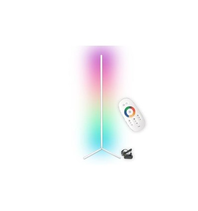 20 Watt Ecklampe mit RGB-Licht - Weiß, 140 cm hoch, steuerbar mit beiliegender Fernbedienung