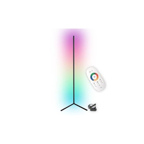 20 Watt Ecklampe mit RGB-Licht - Schwarz, 140 cm hoch, steuerbar mit beiliegender Fernbedienung