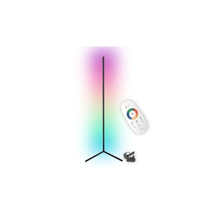 20 Watt Ecklampe mit RGB-Licht - Schwarz, 140 cm hoch, steuerbar mit beiliegender Fernbedienung