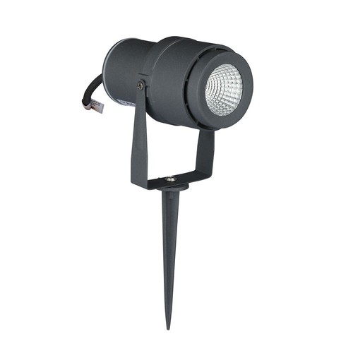 12W LED Gartenstrahler mit Erdspieß - IP65, Grüne Lichtfarbe, graues Gehäuse, 20 Grad, Aluminium