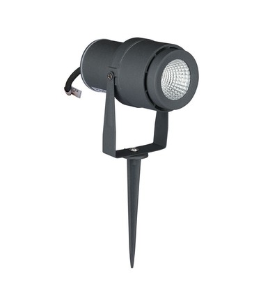 12W LED Gartenstrahler mit Erdspieß - IP65, Grüne Lichtfarbe, graues Gehäuse, 20 Grad, Aluminium