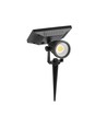 2W LED Solar Gartenstrahler mit Erdspieß - IP65, schwarz, 3.7V, Dämmerungssensor, COB LED, warmweiß