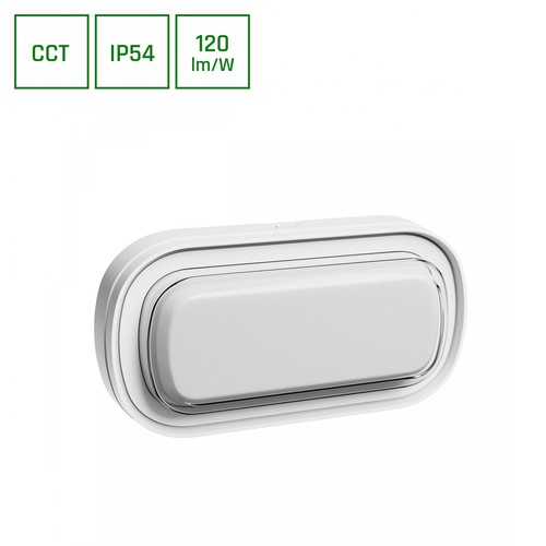 10W Pastilo CCT LED Wand/Deckenleuchte - 120lm/W, IP54, IK10, Oval, weiß, 3-CCT switchable
