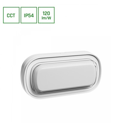 10W Pastilo CCT LED Wand/Deckenleuchte - 120lm/W, IP54, IK10, Oval, weiß, 3-CCT switchable