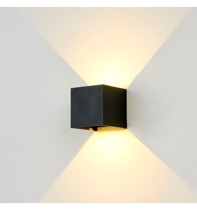 6W CUBIC PRO Wandleuchte - IP65, Schwarz, durchschleifbar, verstellbar, eckig, Up/Down, Außen, inkl. Leuchtmittel