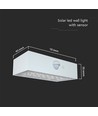 3W Solar Wandleuchte mit Sensor - IP65, weiß, 350lm, PIR Sensor, Außenbereich