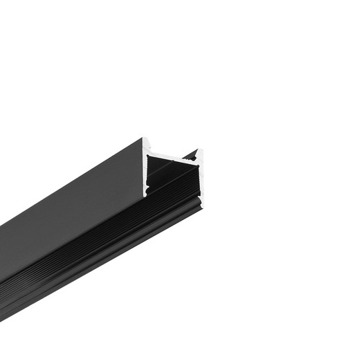 2m Aluprofil HOOD14 F/U1 - Schwarz eloxiert, Aufbau, LED-Schiene
