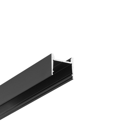 2m Aluprofil HOOD14 F/U1 - Schwarz eloxiert, Aufbau, LED-Schiene