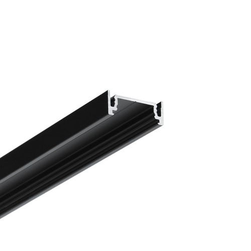 2m Aluminiumprofil SURFACE14.V2 EE7F/Y - Schwarz eloxiert, Aufbau, LED-Schiene