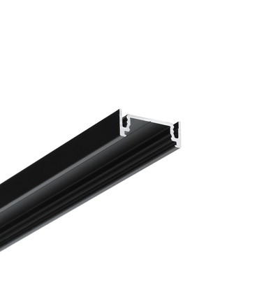 2m Aluminiumprofil SURFACE14.V2 EE7F/Y - Schwarz eloxiert, Aufbau, LED-Schiene