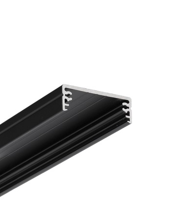 2m Aluminiumprofil WIDE24 G/W - Schwarz eloxiert, Aufbau, LED-Schiene