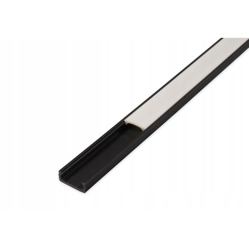 PVC Profil 16x7 für LED-Strip - 2 Meter, schwarz, inkl. milchweißem Cover