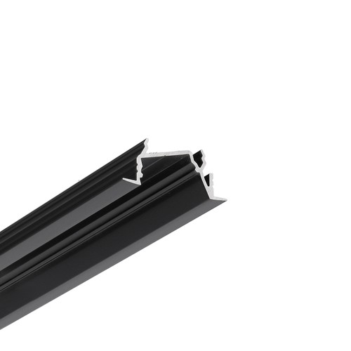 2m Aluminiumprofil DIAGONAL14 F/TY - Schwarz eloxiert, eingebaut, LED-Schiene
