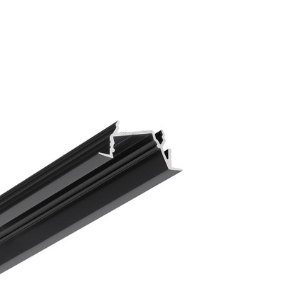 2m Aluminiumprofil DIAGONAL14 F/TY - Schwarz eloxiert, eingebaut, LED-Schiene