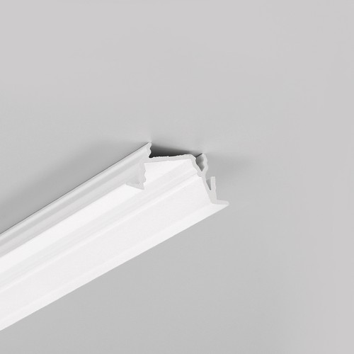 2m Aluminiumprofil DIAGONAL14 F/TY - Weiß lackiert, eingebaut, LED-Schiene