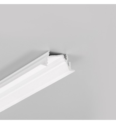 2m Aluminiumprofil DIAGONAL14 F/TY - Weiß lackiert, eingebaut, LED-Schiene