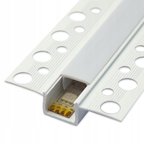 PVC-Profil 50x12 zum Einlassen - 2 Meter, weiß, inkl. milchweißem Abdeckung