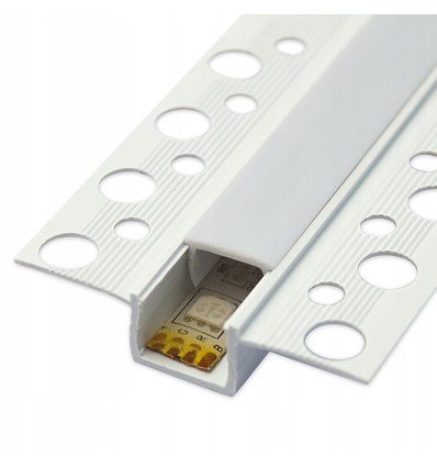 PVC-Profil 50x12 zum Einlassen - 2 Meter, weiß, inkl. milchweißem Abdeckung