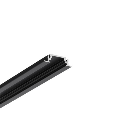 2m Aluprofil GROOVE10 BC/UX - Schwarz eloxiert, eingebaut, LED-Schiene