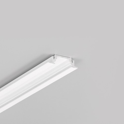 2m Aluprofil GROOVE10 BC/UX - Weiß lackiert, eingebaut, LED-Schiene