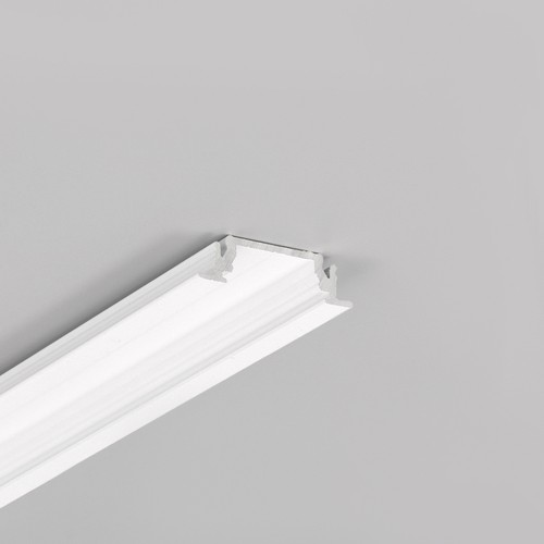 2m Aluprofil GROOVE14 EE7F/TY - Weiß lackiert, eingebaut, LED-Schiene