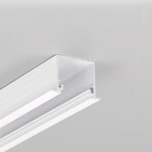 2m Aluminiumprofil LINEA-IN20 EE7F/U7 - Weiß lackiert, eingebaut, LED-Schiene