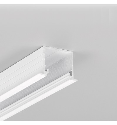 2m Aluminiumprofil LINEA-IN20 EE7F/U7 - Weiß lackiert, eingebaut, LED-Schiene