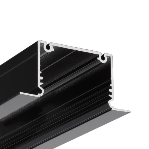 1m Aluprofil PHIL RECESSED C10 - Schwarz lackiert, eingebaut, LED-Schiene