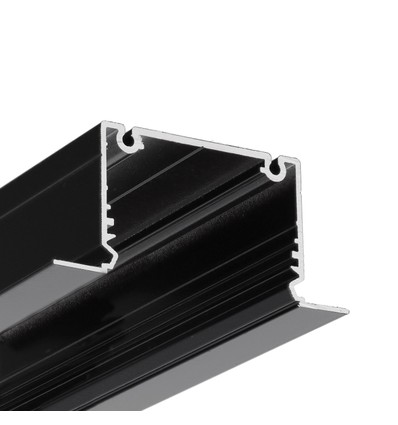 1m Aluprofil PHIL RECESSED C10 - Schwarz lackiert, eingebaut, LED-Schiene