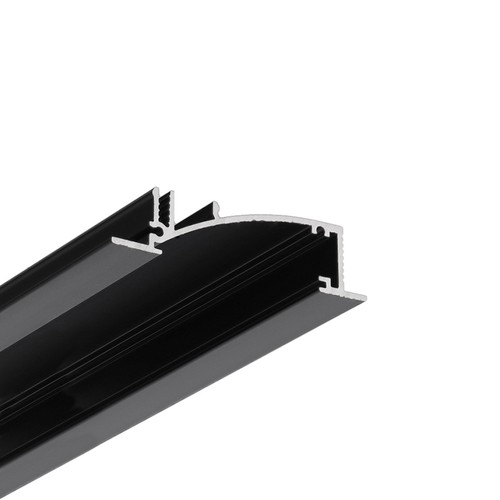 2m Aluprofil FLAT8 H/UX - Schwarz eloxiert, eingebaut, LED-Schiene