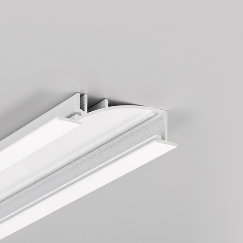 2m Aluprofil FLAT8 H/UX - Weiß lackiert, eingebaut, LED-Schiene