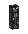 V-Tac wiederaufladbare Tischlampe, kabellos - Schwarz, IP54 Outdoor Tischlampe, Touch-dimmbar, Modell Mini