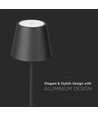 V-Tac wiederaufladbare Tischlampe, kabellos - Schwarz, IP54 Outdoor Tischlampe, Touch-dimmbar, Modell Mini