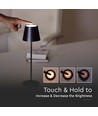 V-Tac wiederaufladbare Tischlampe, kabellos - Schwarz, IP54 Outdoor Tischlampe, Touch-dimmbar, Modell Mini