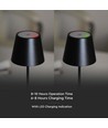 V-Tac wiederaufladbare Tischlampe, kabellos - Schwarz, IP54 Outdoor Tischlampe, Touch-dimmbar, Modell Mini