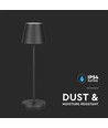V-Tac wiederaufladbare Tischlampe, kabellos - Schwarz, IP54 Outdoor Tischlampe, Touch-dimmbar, Modell Mini