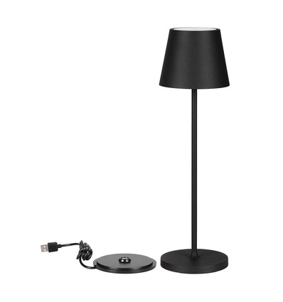 V-Tac wiederaufladbare Tischlampe, kabellos - Schwarz, IP54 Outdoor Tischlampe, Touch-dimmbar, Modell Mini