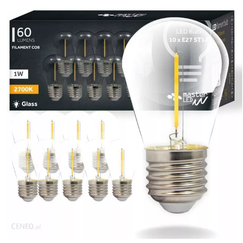 10er-Pack E27 2W LED-Leuchtmittel - ST14, COB-Filament, Klarglas