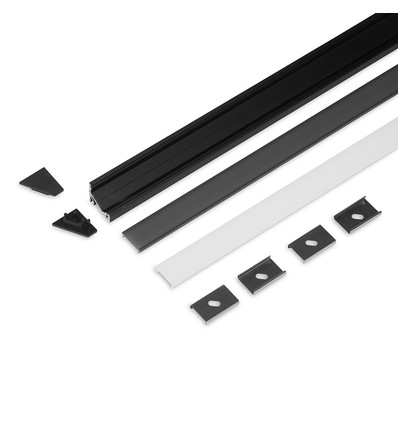 2m Set CORNER12.V2 + F CLICK - Schwarz eloxiert