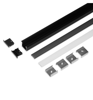 2m Set LINEA-IN20 + F CLICK - Schwarz eloxiert