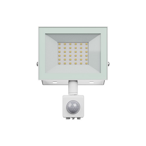 30W Flutlicht mit Sensor - IP44, Weiß, Arbeitsleuchte, PIR-Sensor