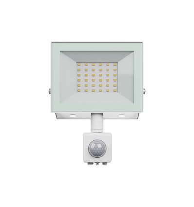 30W Flutlicht mit Sensor - IP44, Weiß, Arbeitsleuchte, PIR-Sensor